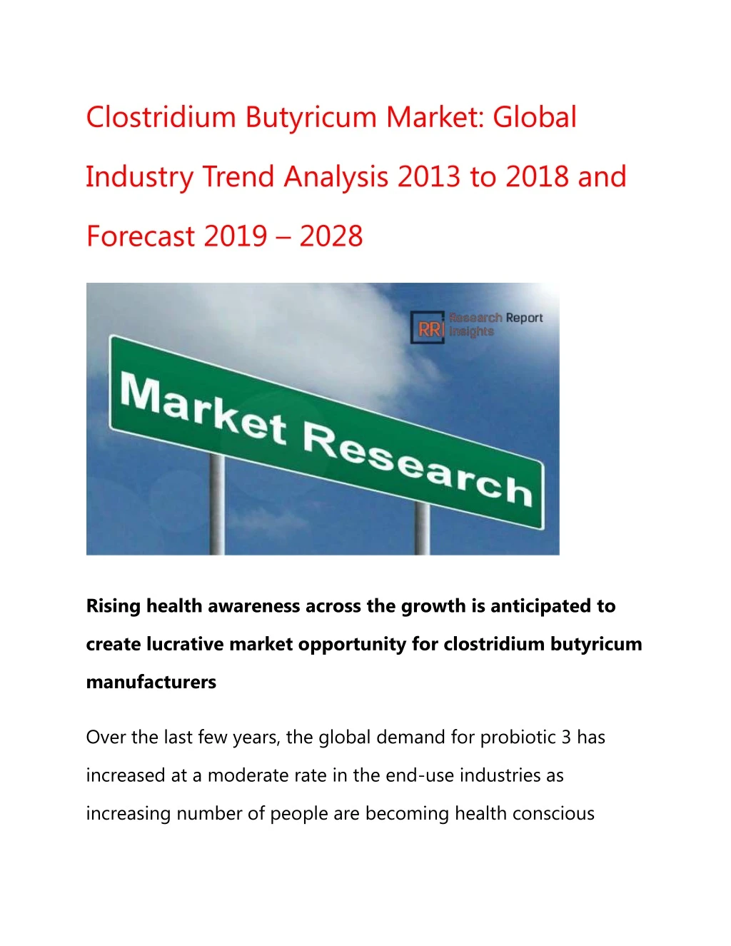 clostridium butyricum market global
