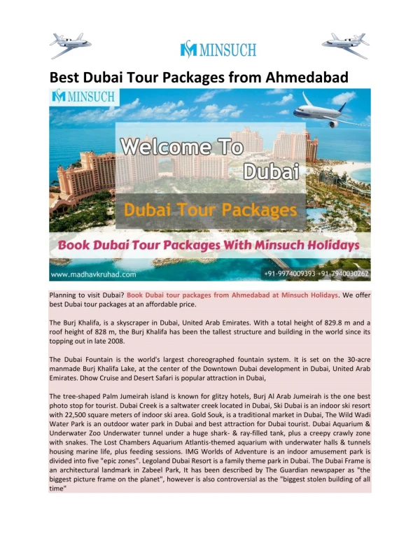 Best Dubai Tour Packages from Ahmedabad