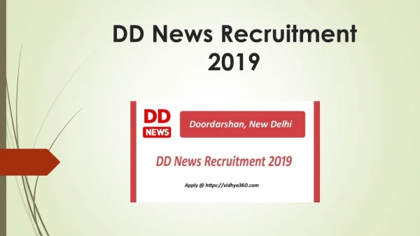 DD News Recruitment 2019 | Anchoring Jobs In Doordarshan News