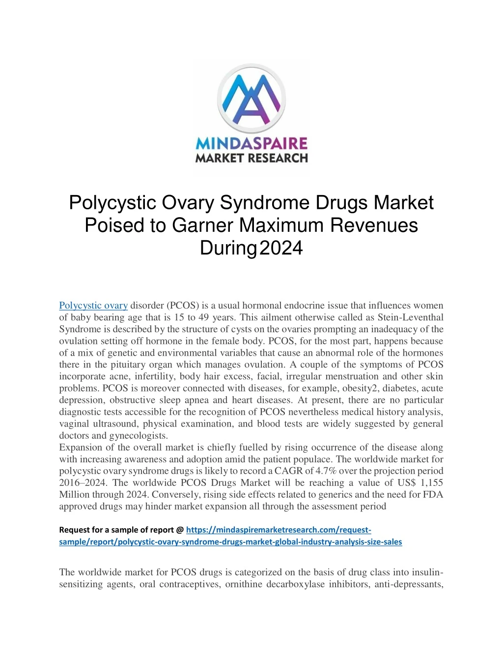 polycystic ovary syndrome drugs market poised