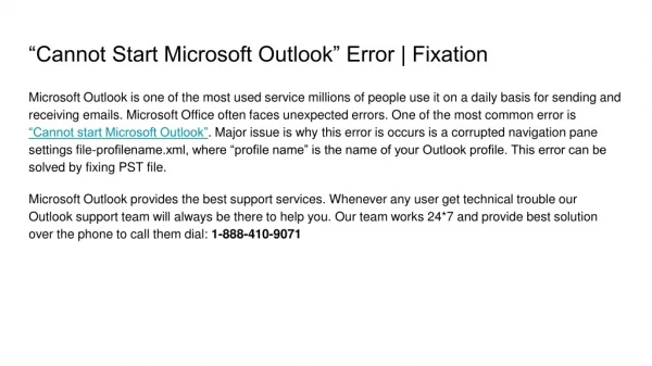 “Cannot Start Microsoft Outlook” Error | Fixation