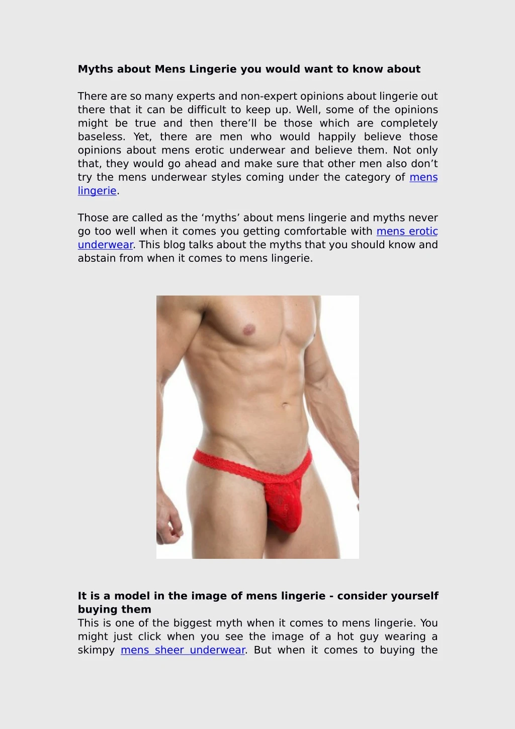 myths about mens lingerie you would want to know