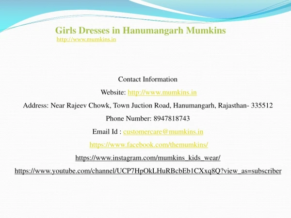 Girls Dresses in Hanumangarh Mumkins