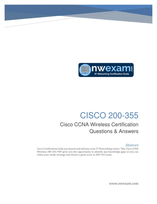 Cisco CCNA Wireless 200-355 Certification Qestion Answer PDF [Latest]