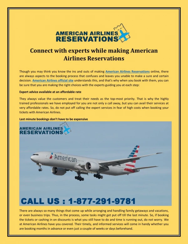 Connect with experts while making American Airlines Reservations