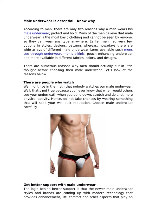 Male underwear is essential-Know why