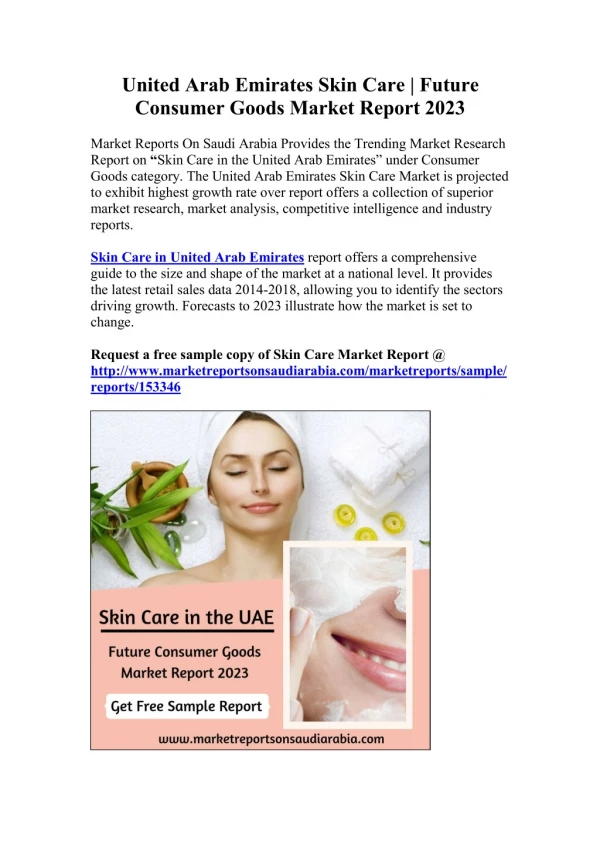 United Arab Emirates Skin Care | Future Consumer Goods Market Report 2023