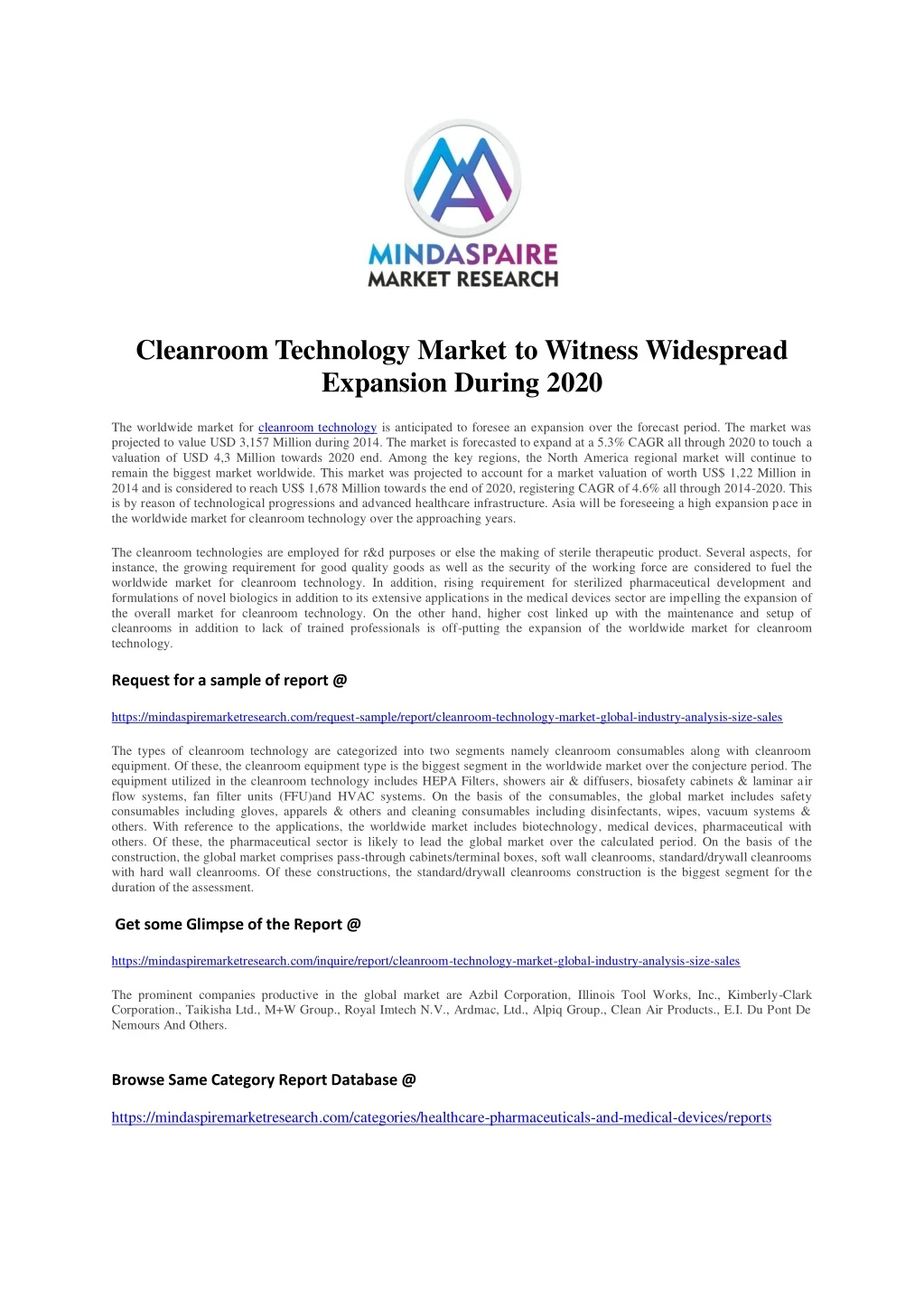 cleanroom technology market to witness widespread