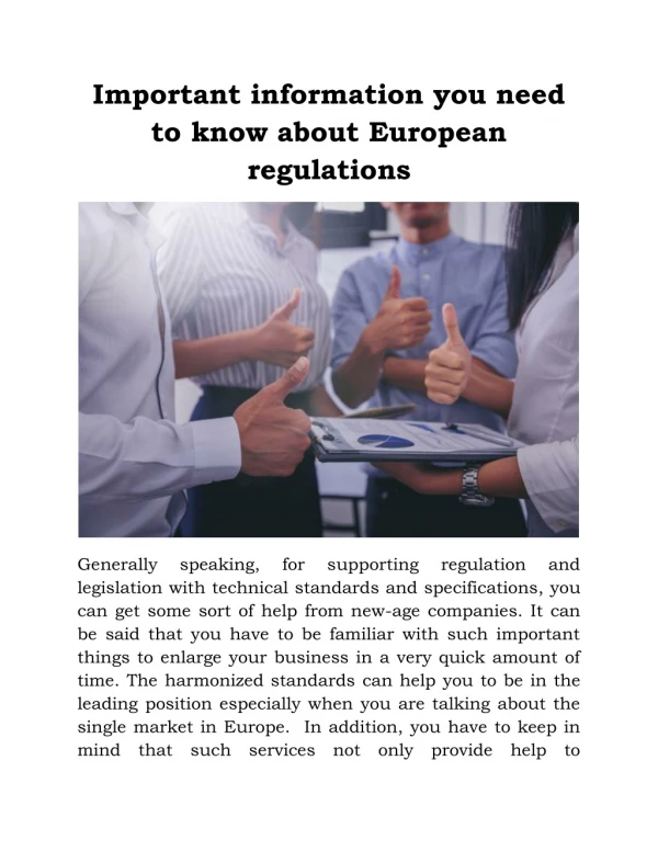 Important information you need to know about European regulations