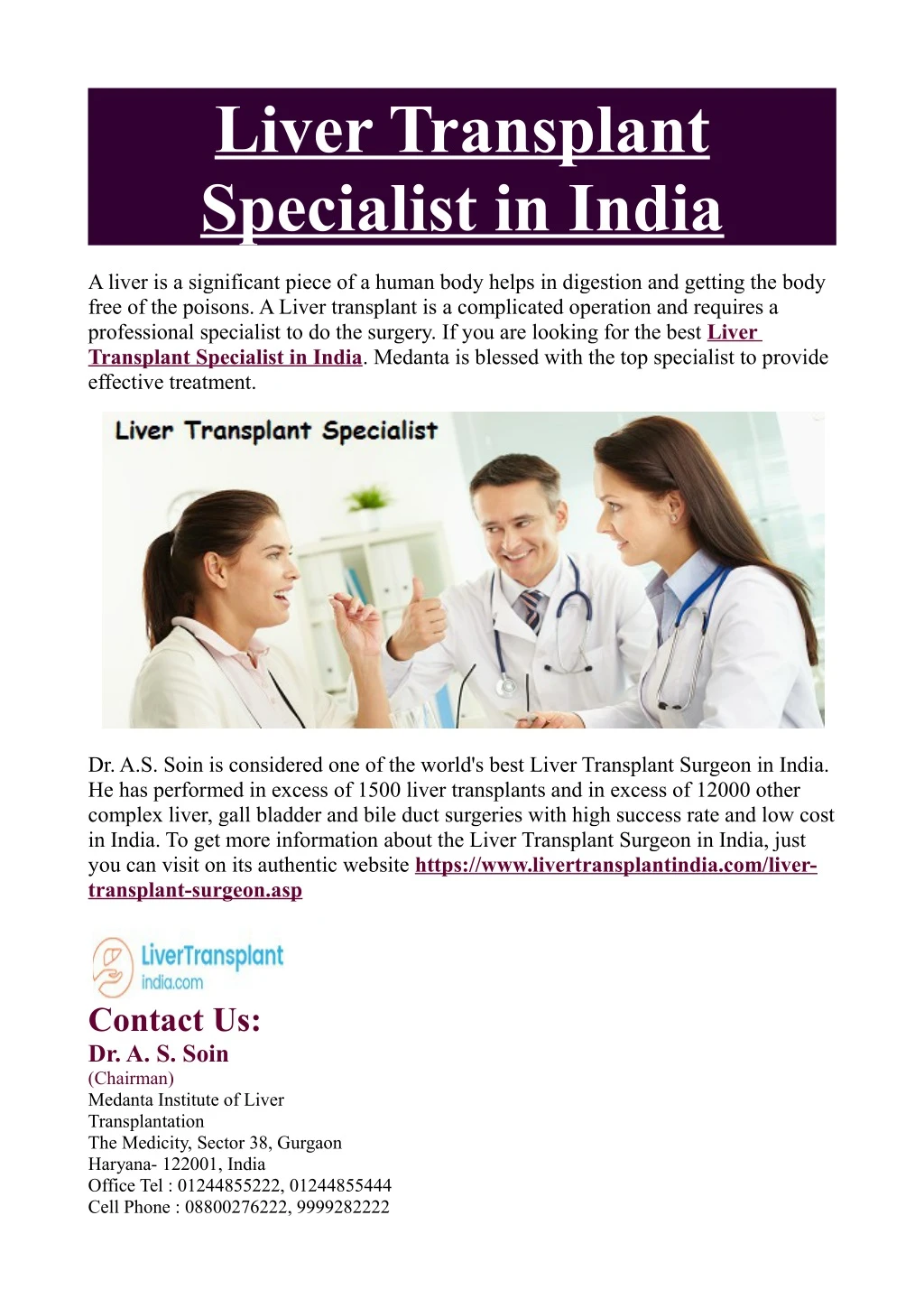 liver transplant specialist in india