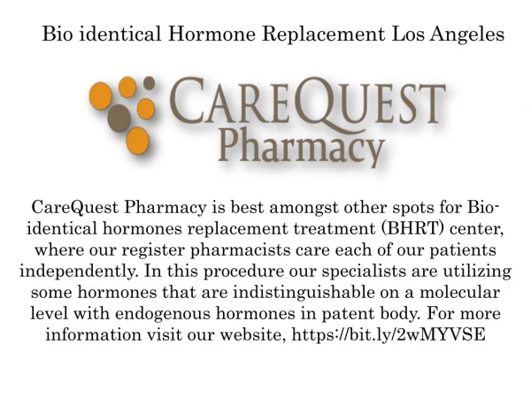 Bio Identical Hormone Replacement Therapy Los Angeles