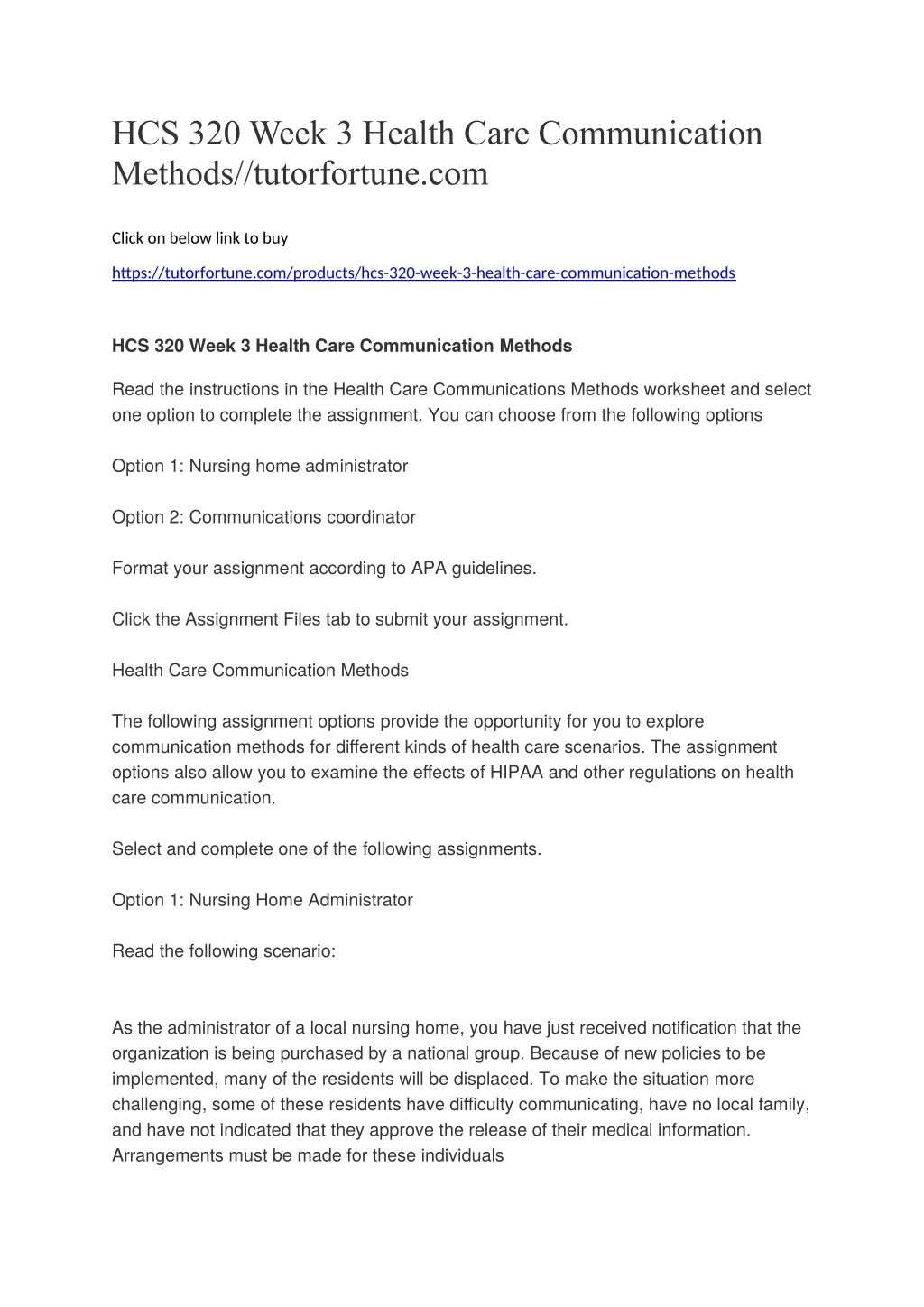 hcs 320 week 3 health care communication methods