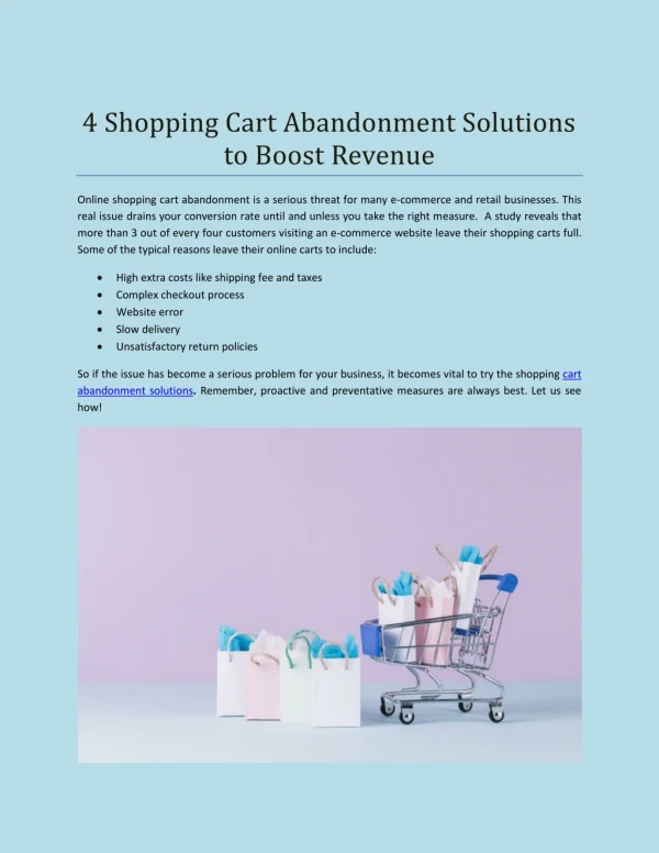 4 Shopping Cart Abandonment Solutions to Boost Revenue