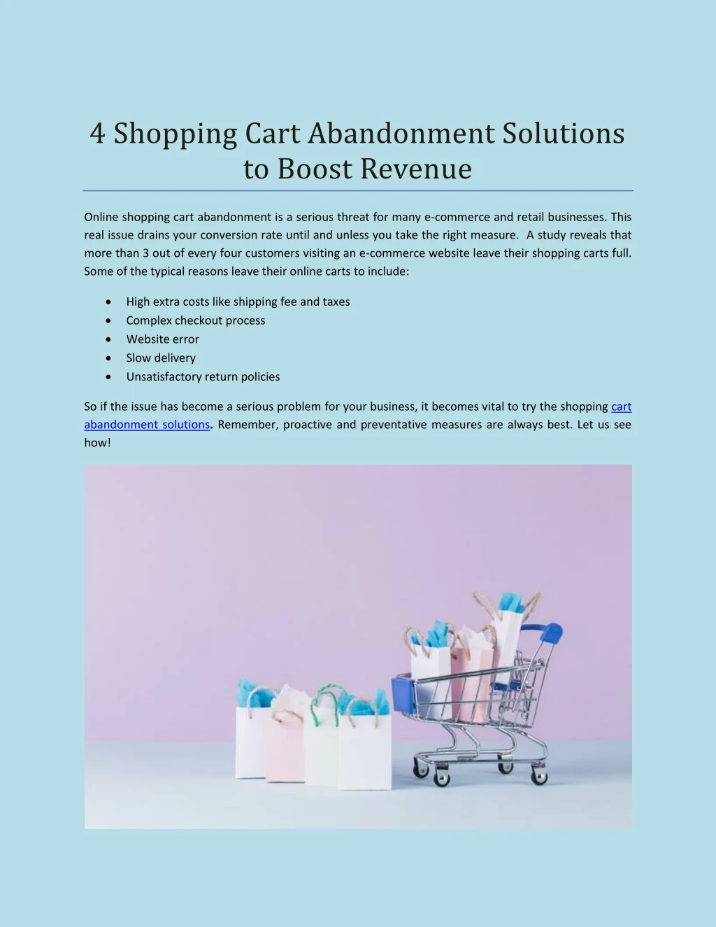 4 shopping cart abandonment solutions to boost