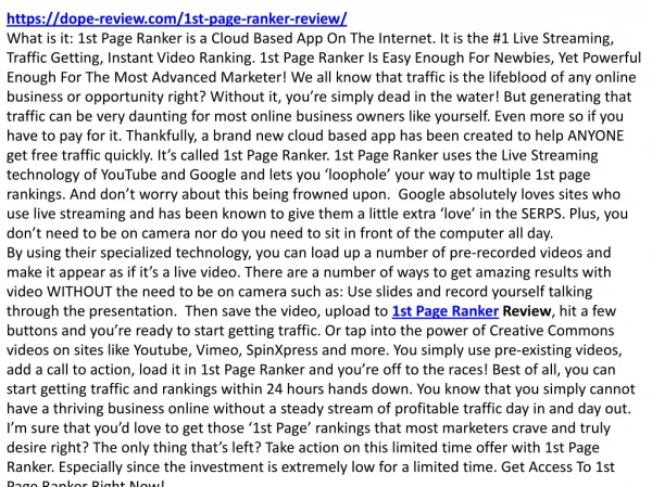 1st Page Ranker Review