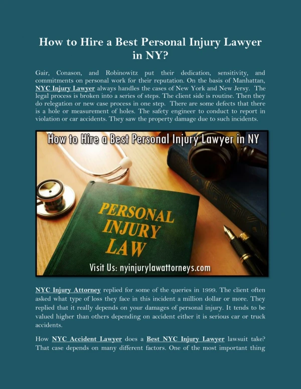 How to Hire a Best Personal Injury Lawyer in NY?