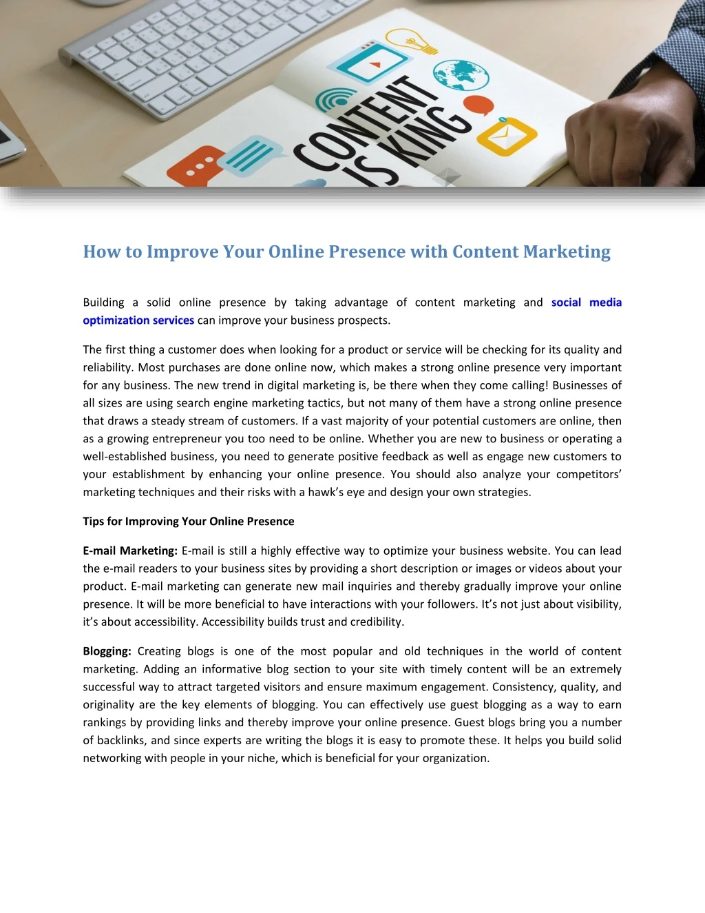 how to improve your online presence with content