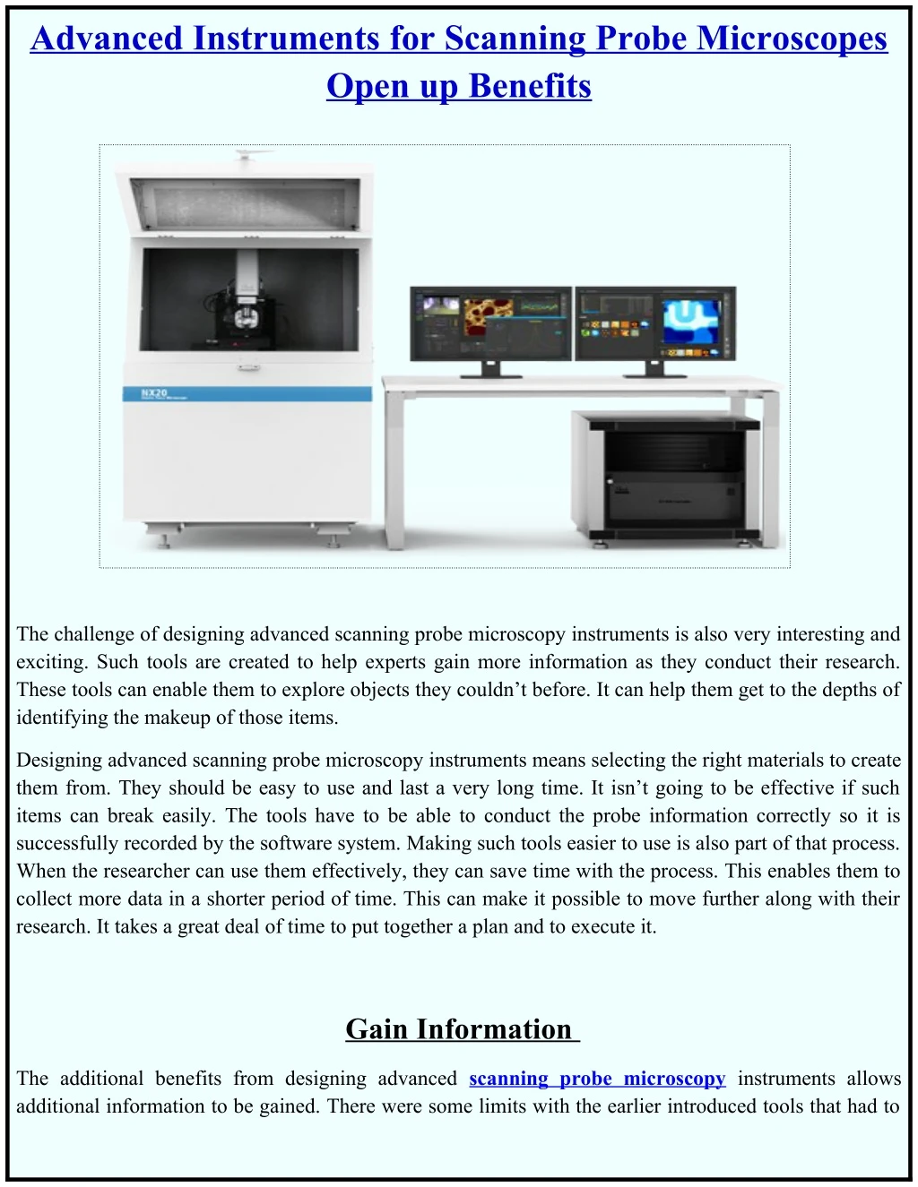 advanced instruments for scanning probe