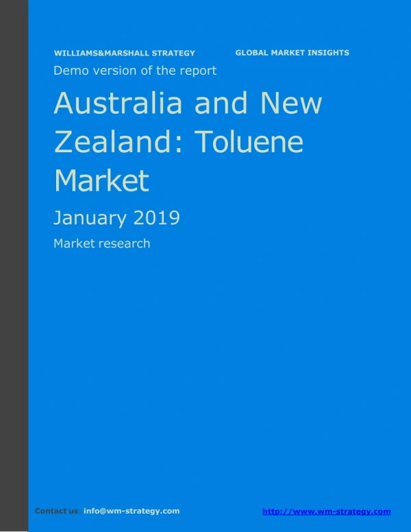 WMStrategy Demo Australia And New Zealand Toluene Market January 2019