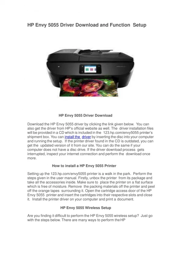 Comprehensive Guide for HP Envy 5055 Printer Setup