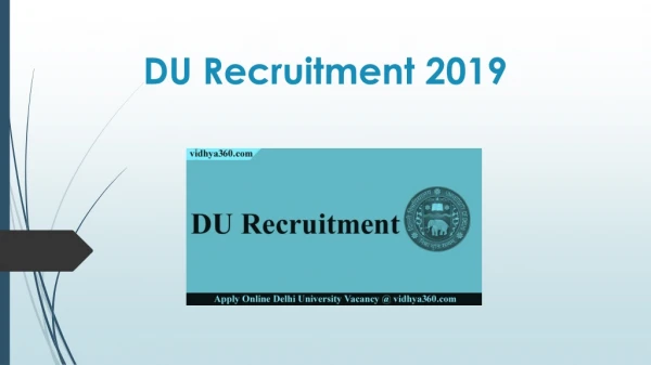 DU Recruitment 2019: Apply Online For 263 Assistant Professor Vacancies