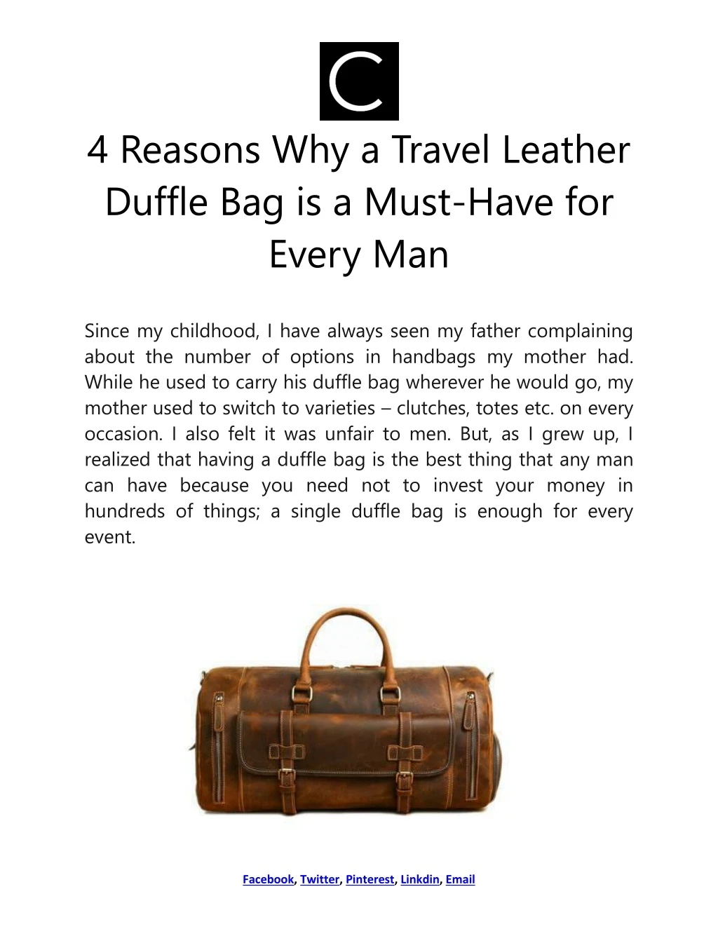 4 reasons why a travel leather duffle