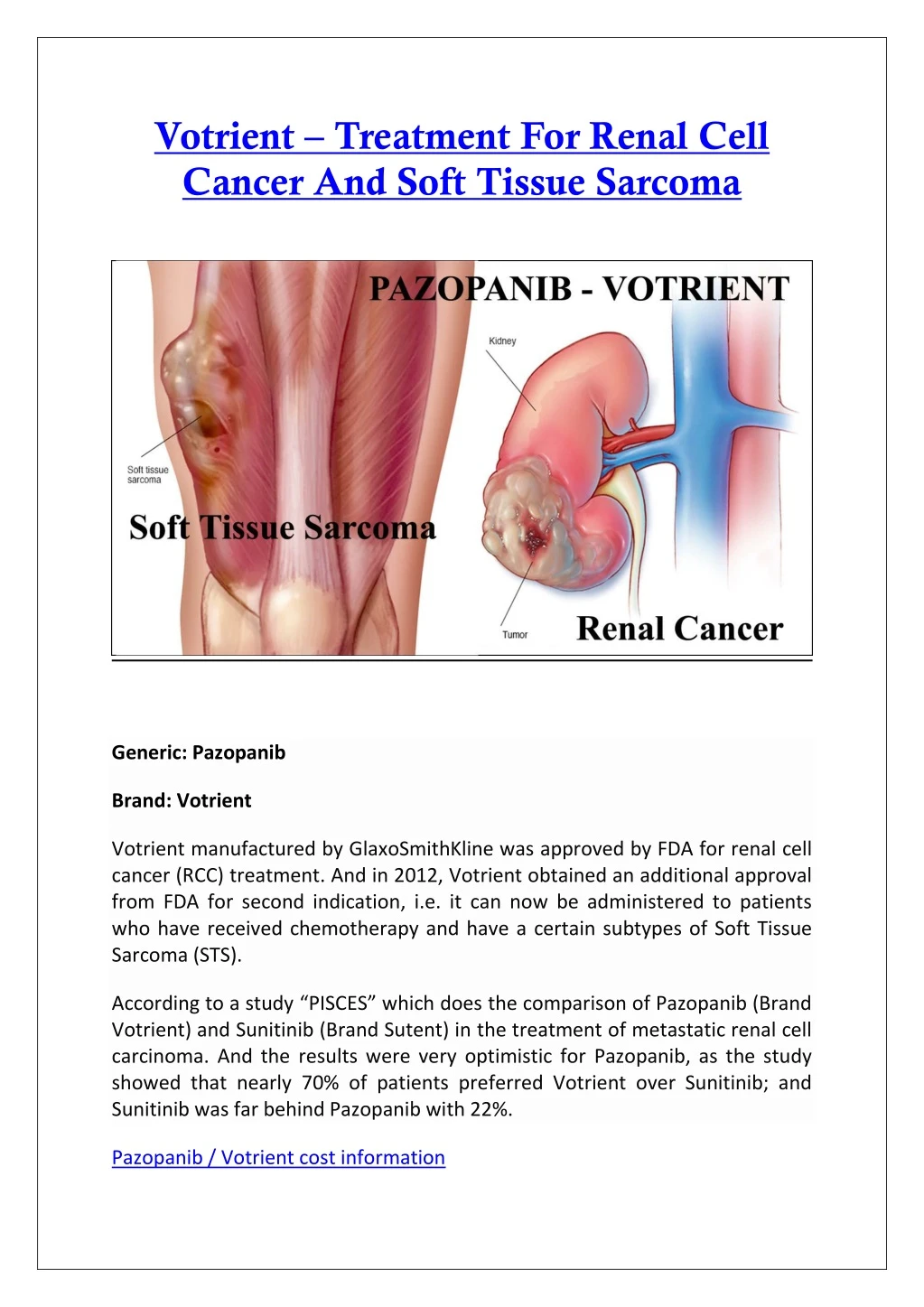 votrient treatment for renal cell cancer and soft