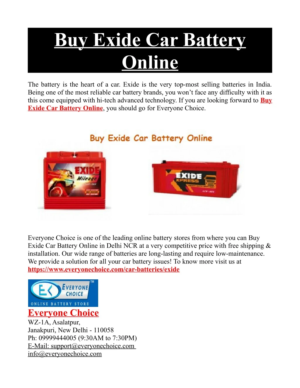 buy exide car battery online