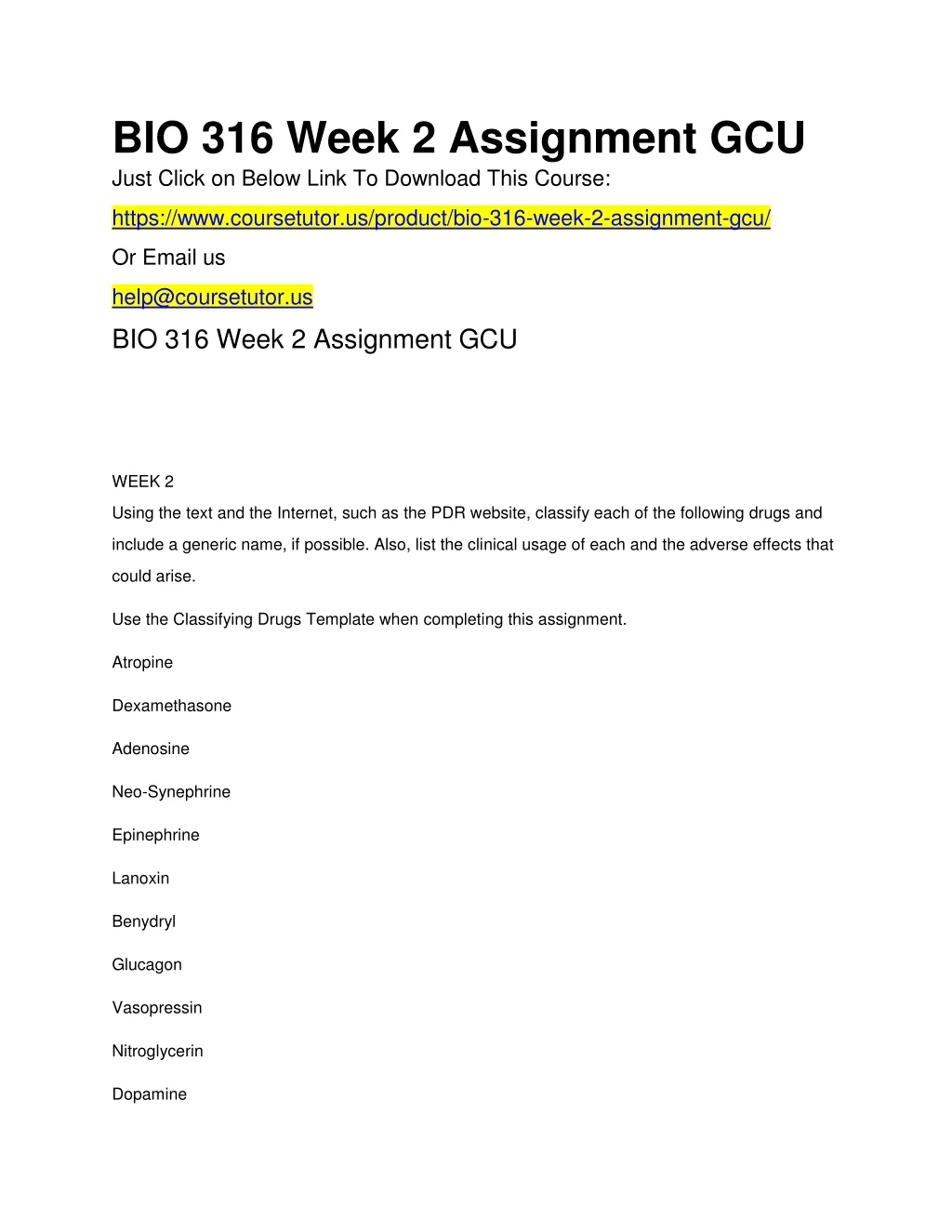 bio 316 week 2 assignment gcu just click on below