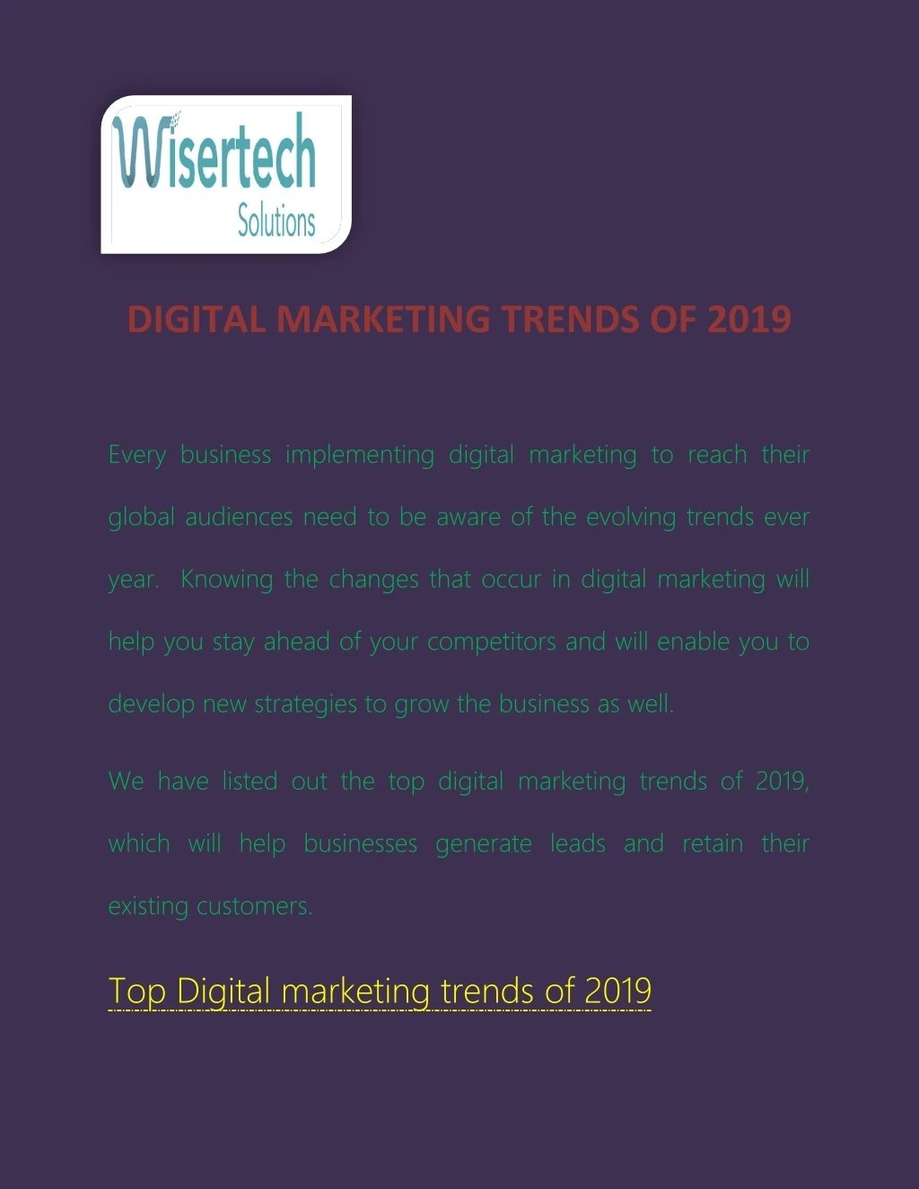 digital marketing trends of 2019