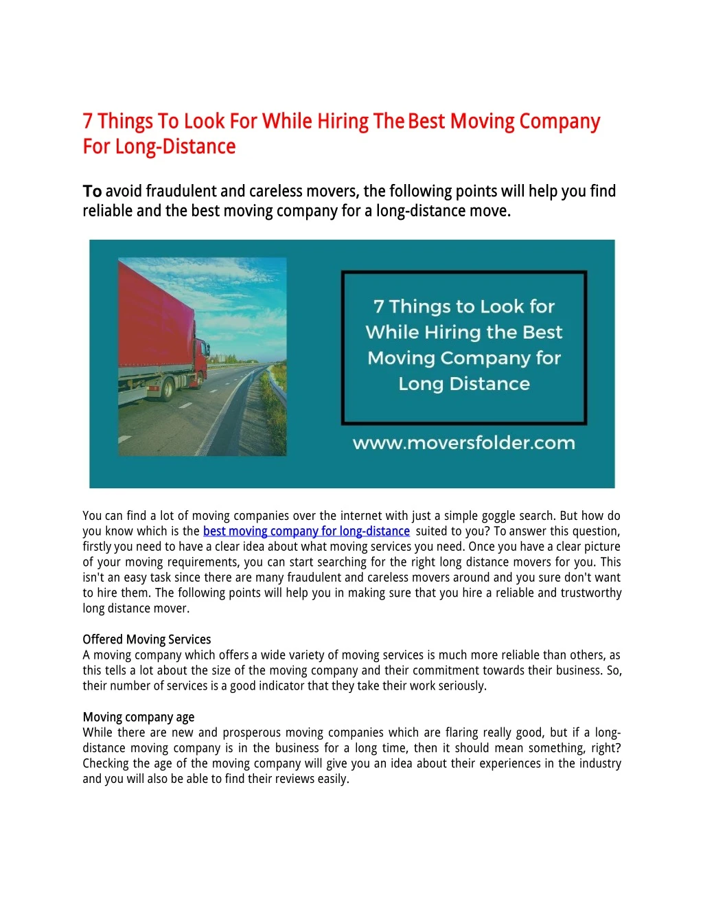 7 things to look for while hiring the best moving