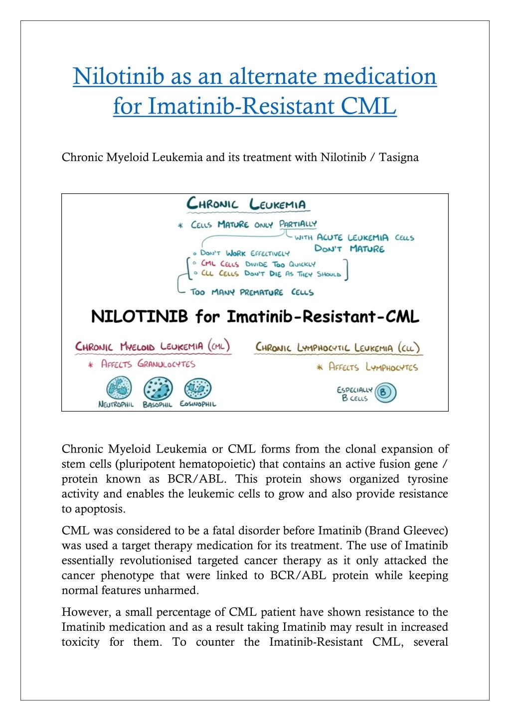 nilotinib as an alternate medication for imatinib