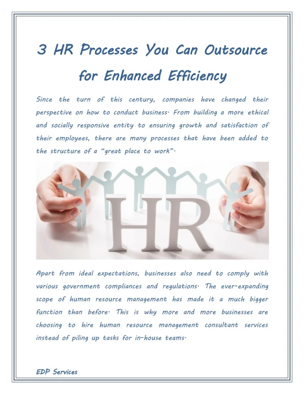 3 HR Processes You Can Outsource for Enhanced Efficiency