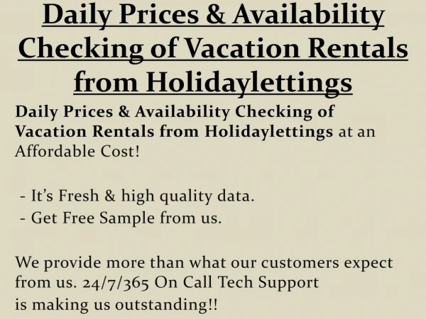 Daily Prices & Availability Checking of Vacation Rentals from Holidaylettings