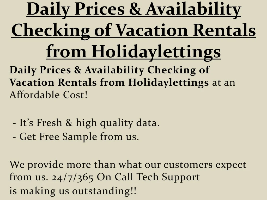daily prices availability checking of vacation rentals from holidaylettings