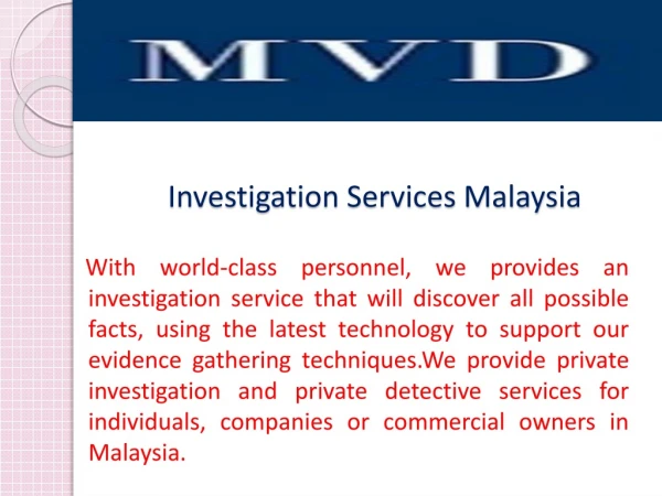 Investigation Services Malaysia