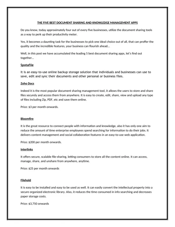 The Five Best Document Sharing and Knowledge Management Apps