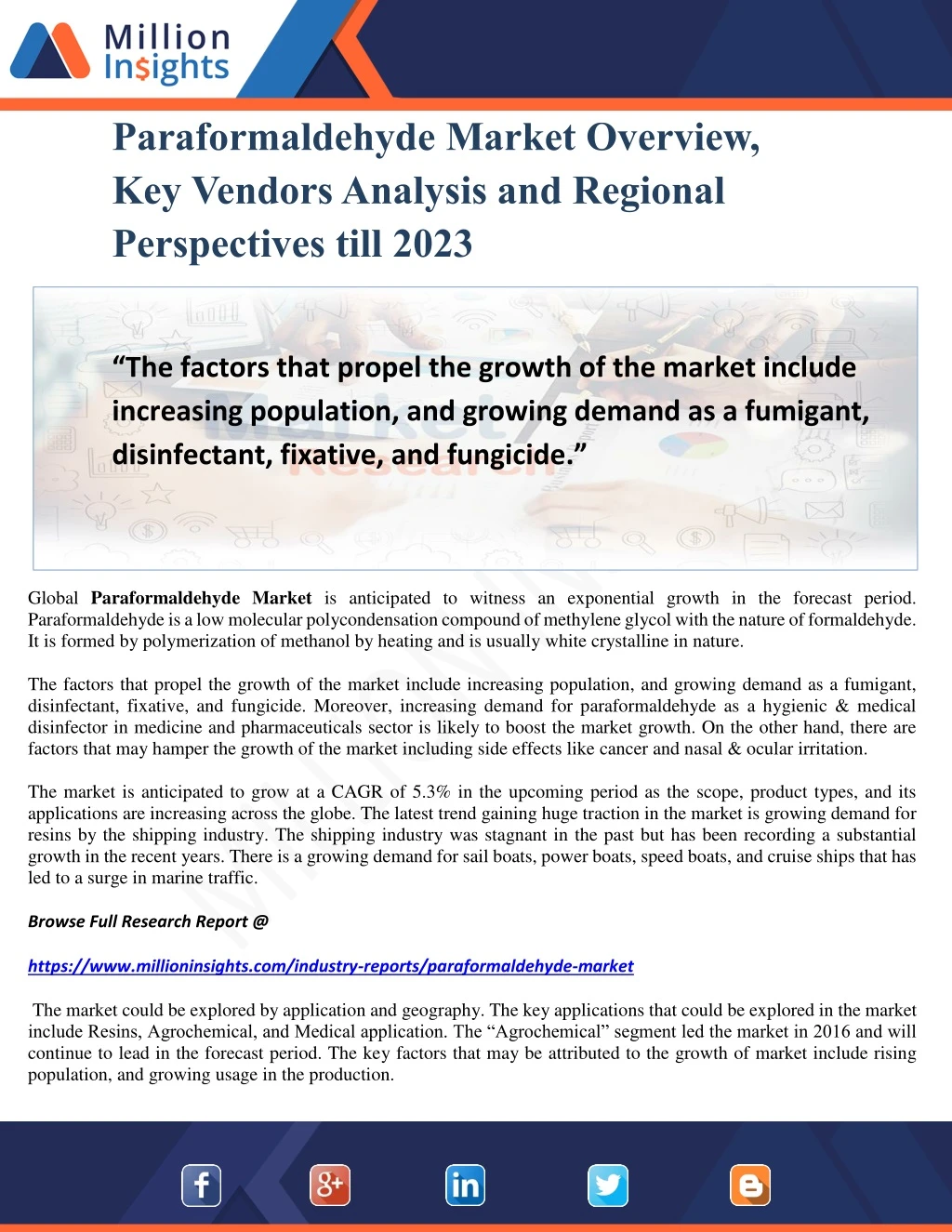 paraformaldehyde market overview key vendors