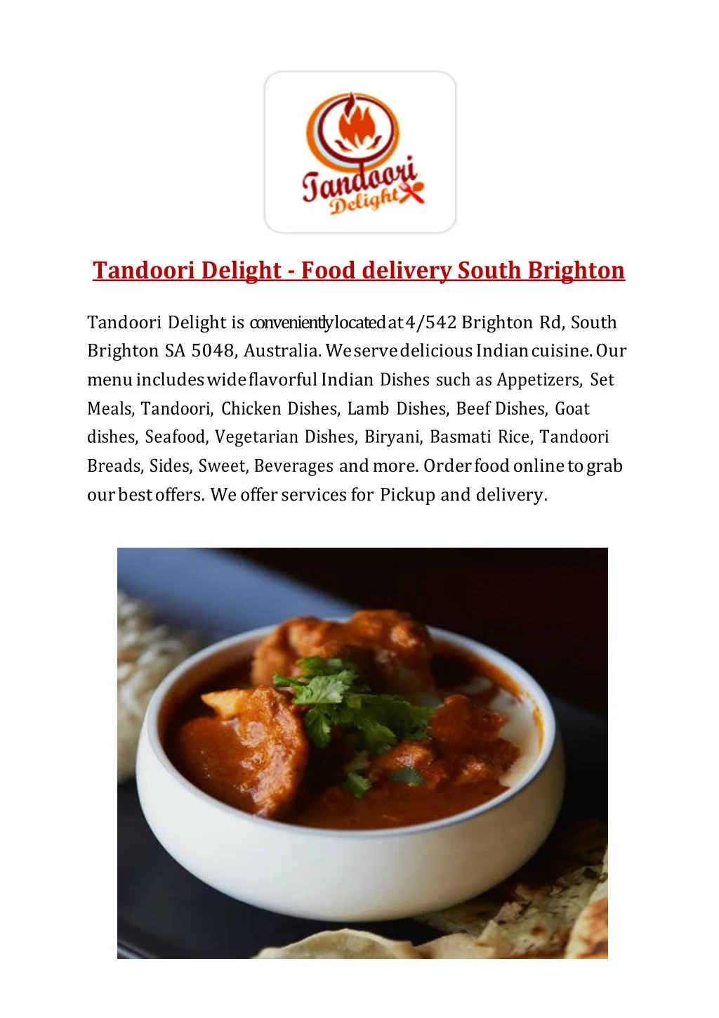 tandoori delight food delivery south brighton