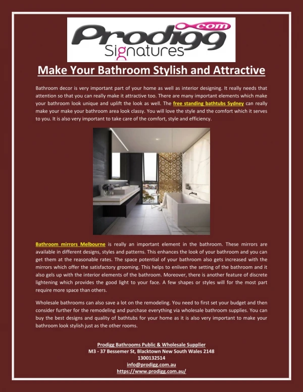 Make Your Bathroom Stylish and Attractive