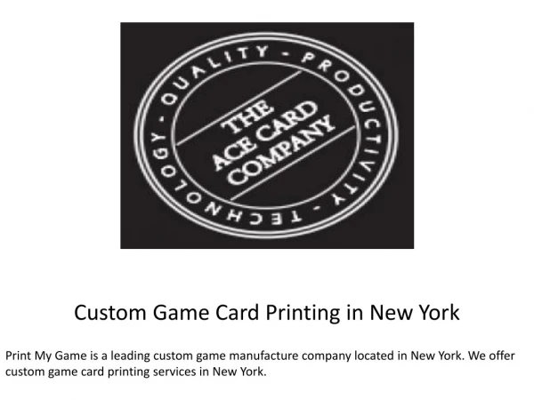 Custom Game Card Printing in New York