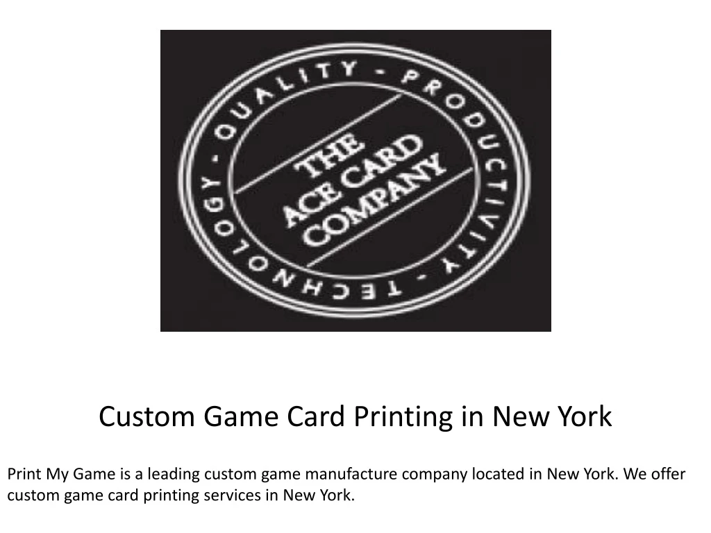 custom game card printing in new york