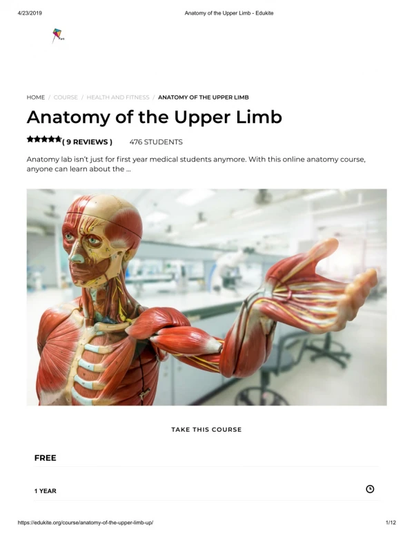 Anatomy of the Upper Limb - Edukite