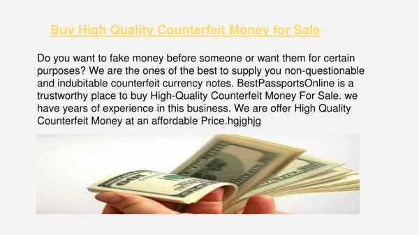 Buy Counterfeit Money for Sale Online