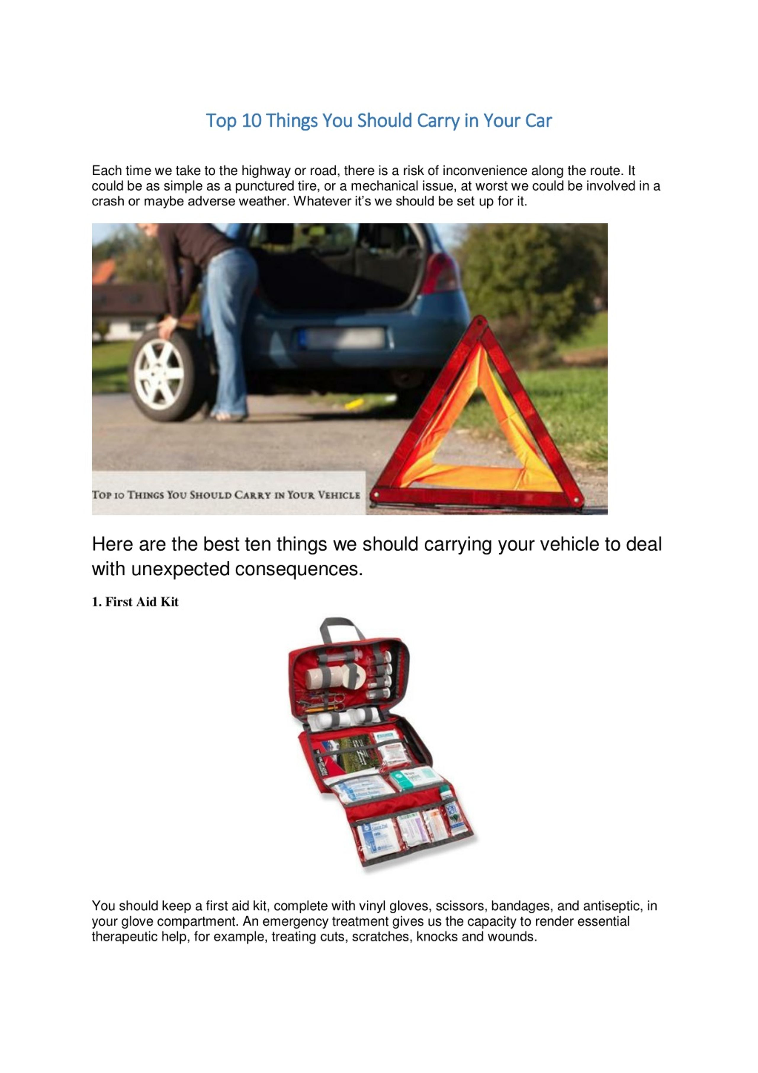 PPT - Top 10 Things You Should Carry in Your Vehicle PowerPoint ...