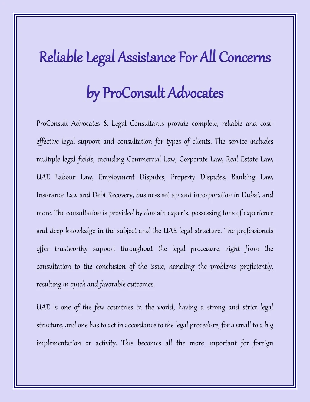 reliable legal assistance for all concerns