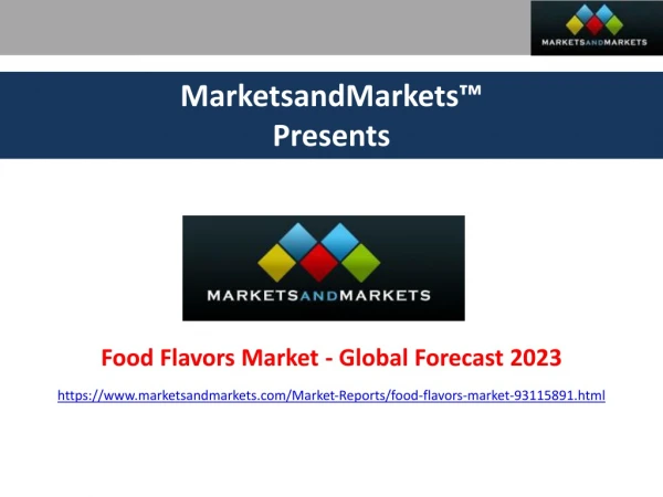 Food Flavors Market forecast by Application & Type to 2023