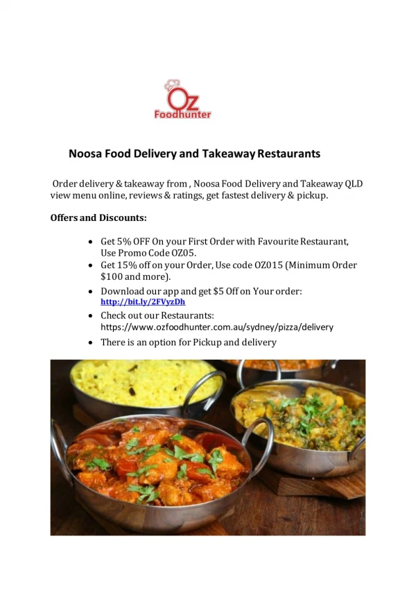 Food Delivery & Takeaway restaurants in Noosa