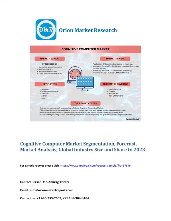 Cognitive Computer Market Segmentation, Forecast, Market Analysis, Global Industry Size and Share to 2023