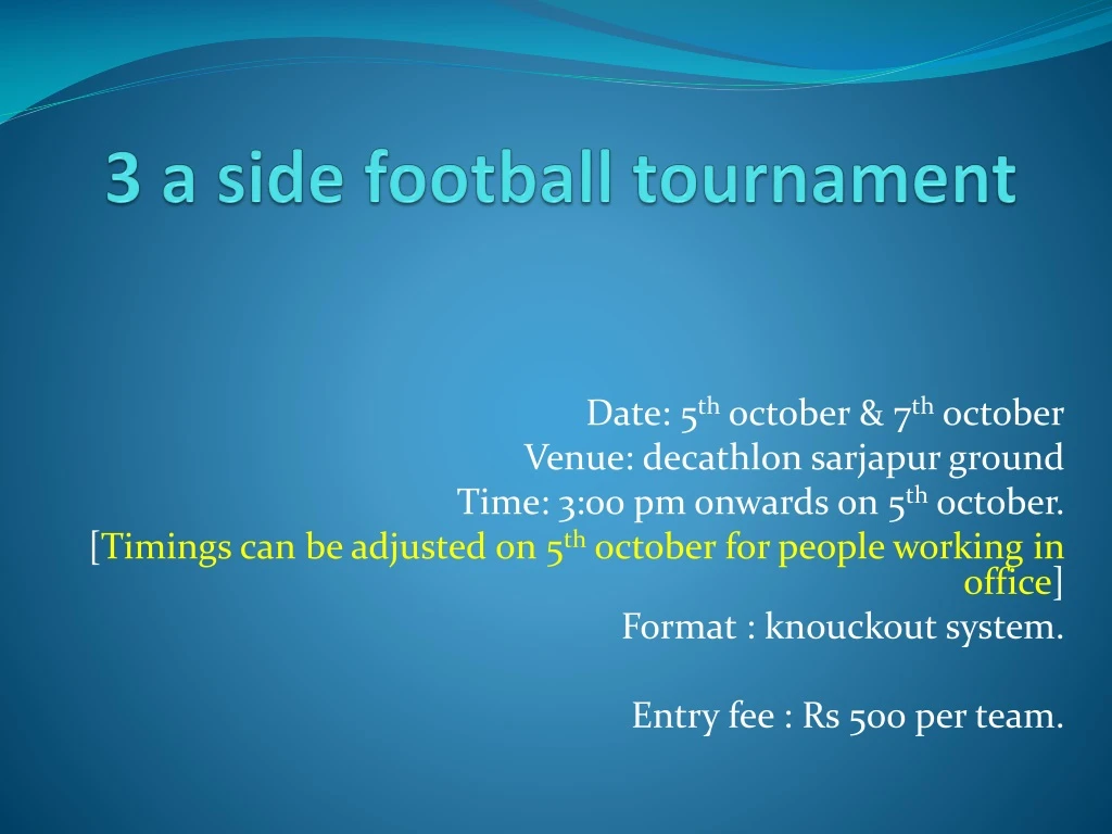 3 a side football tournament